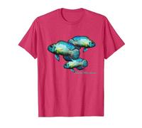 Electric Blue Acara Breeders Dwarf Cichlids Aquarium Fish T-Shirt, Men, Red Heather, Large