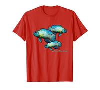 Electric Blue Acara Breeders Dwarf Cichlids Aquarium Fish T-Shirt, Men, Red, Small