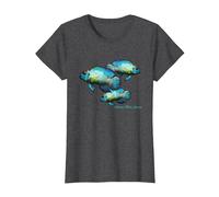 Electric Blue Acara Breeders Dwarf Cichlids Aquarium Fish T-Shirt, Women, Dark Heather Grey, 3X-Large