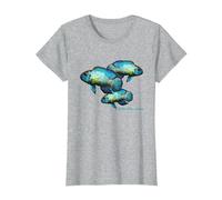 Electric Blue Acara Breeders Dwarf Cichlids Aquarium Fish T-Shirt, Women, Heather Grey, Small