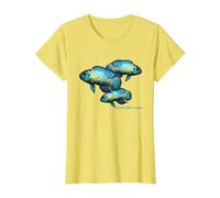 Electric Blue Acara Breeders Dwarf Cichlids Aquarium Fish T-Shirt, Women, Lemon Yellow, X-Small