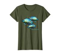 Electric Blue Acara Breeders Dwarf Cichlids Aquarium Fish T-Shirt, Women, Olive Green, Small