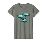 Electric Blue Acara Breeders Dwarf Cichlids Aquarium Fish T-Shirt, Women, Olive Heather, Small