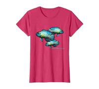 Electric Blue Acara Breeders Dwarf Cichlids Aquarium Fish T-Shirt, Women, Red Heather, Medium