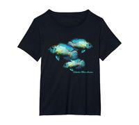 Electric Blue Acara Breeders Dwarf Cichlids Aquarium Fish T-Shirt, Women's Plus, Black, 1X