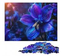 Electric Blue Delphinium with Golden Bee Jigsaw Puzzle, 1000 Pieces | Birthday gift for jigsaw fans with home hobby for puzzle fans over several sessions.