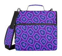 Electric Blue Neon Leopard Print 3 Rings 3.8cm Zippered Binder Bag With Shoulder Strap Waterproof Portable Portfolio For School/Office