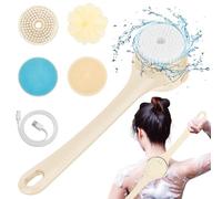Electric Body Brush ，Back Scrubber Body Exfoliator Deep Cleansing Set IPX7 Waterproof Skin Brush, Four Scrubber Heads Lotion Applicator for Back for Men Women Young Elderly(Coffe)