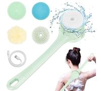 Electric Body Brush ，Back Scrubber Body Exfoliator Deep Cleansing Set IPX7 Waterproof Skin Brush, Four Scrubber Heads Lotion Applicator for Back for Men Women Young Elderly(Green)