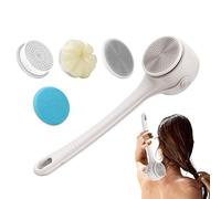 Electric Body Brush, Bath Brush with Long Handle, Rechargeable Electric Body Scrubber with 4 BrushHeads and 2 Modes, Back Scrubber for Cleansing, Massage, Care Your Skin in The Shower