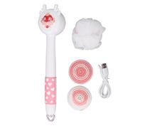 Electric Body Brush for Kids Rechargeable Soft Bristles Long Handle Automatic 2 Speed Back Scrubber Bath Brush for Children Shower ABS Material 12.2 Inch (Pink)