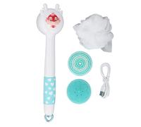 Electric Body Brush for Kids Rechargeable Soft Bristles Long Handle Automatic 2 Speed Back Scrubber Bath Brush for Children Shower ABS Material 12.2 Inch (Blue)