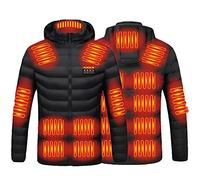 Electric Body Warmer 23 Heating Zone Men's Electric Heating down Jacket Waterproof Windproof Electric Coat Outerwear with 3 Temperature Heated Gilet for Outdoor Camping Hiking Golf