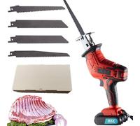 Electric Bone Saw, 3000RPM Cutting Machine, 300W, 1.5AH Rechargeable Battery, 4 Saw Blades, LED Light, Cordless, Suitable for Meat, Wood, Metal, Plastic, Bones