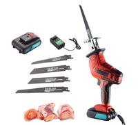 Electric Bone Saw, Cordless Bone Cutter, Cordless Professional Portable Saw with LED Light, Tools for Cutting Meat Bones Wood, Metal, Plastic and Butchering at Home with 4 Blades