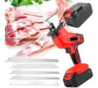 Electric Bone Saw - Cordless Professional Reciprocating Cutter for Bones, Wood, Metal, and Plastic with 5 Replacement Blades - Handheld Butcher Cutting Tool