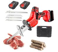 Electric Bone Saw, Cordless Reciprocating Saw with LED Light and 2 Battery, 4 Blades for Butcher Meat Cutting, Heavy Duty for Wood Metal