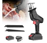 Electric Bone Saw - Fast Cutting Cordless Reciprocating Saw for Metal, Wood, PVC & Multi-Material Cutting with LED Light and Self-Locking Chuck, Includes 2 Blades