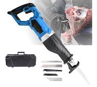 Electric Bone Saw,Handheld Butcher Bone Saw with Saw Blades, Commercial Reciprocating Meat Cutter 180°Rotating Body Stepless Speed, for Cutting Frozen Meat Bones Bacon Pork(Blue-900W)
