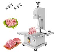 Electric Bone Saw Machine, Commercial Electric Meat Bandsaw, 19x14in Stainless Steel Worktable, Countertop Frozen Meat Cutter Table Sawing with 3 Saw Blades, for Cutting Bone, Pork, Beef