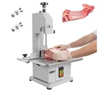 Electric Bone Saw Machine, Commercial Meat Bandsaw with 2 Blades, Stainless Steel Cutter, Adjustable Cutting Thickness for Frozen Beef, Pork and Bones