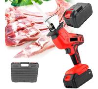 Electric Bone Saw, Portable Reciprocating Saw with 4 Blades, LED Light, Self-Locking Switch for Cutting Frozen Bone, Wood, Metal, and Plastic