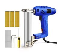 Electric Brad Nailer 2 in 1 Staple Gun Accepts 18GA Nails 15-32mm & Staples 15-25mm for Upholstery, Home Improvement, Fencing and Woodworking, 100 Nails+300 Staples Easy to use (Blue)