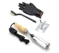 Electric Branding Iron Custom Logo Heat Stamp for Wood, Leather, Steak, Cake, Bread - Handcrafted Design (8MM 300W Handle) (Silver)