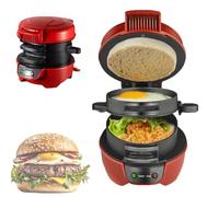 Electric Breakfast Muffin Maker - Commercial Sandwich Maker with Egg Cooker Ring, Non-Stick Panini Press, Easy to Clean, Double-Sided Heating, Versatile Hamburger