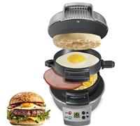 Electric Breakfast Muffin Maker - Commercial Sandwich Maker with Egg Cooker Ring, Non-Stick Panini Press, Easy to Clean, Double-Sided Heating, Versatile Hamburger