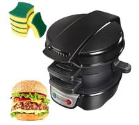 Electric Breakfast Muffin Maker, Mini Grill Burger Maker with Non-stick Panini Press & Egg Cooker Ring, Double-Sided Heating Versatile Grilled Toastie Maker for Sandwich Omelettes Waffles Black