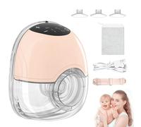 Electric Breast Pump, Portable Breast Pump, Pain-Free, Hands-Free, Rechargeable, 4 Modes, 12 Levels with LED Display, Low Noise with 17/19/21 mm Flanges (Pink Black)