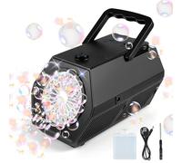 Electric Bubble Machine for Kids & Adults - 20 Hole Automatic Bubble Blower with USB/Battery Power-Portable Bubble Maker for Outdoor Parties, Weddings, Events-Bubble Toys for Toddlers & Babies (Black)