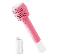 Electric Bubble Machine Wand - Automatic Multi Hole Blower Toy, Handheld Light Up Bubble Maker Leak Proof Fliipp Safe Design Entertainment Device with Ninety Milliliter Solution Bottle