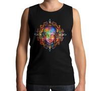 Electric Buddha Psychedelic Men's Vest Tank Top - Buddhist Yoga Meditation L Black