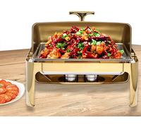 Electric Buffet Chafing Dish Hot Food Warmer, Rectangular Rolling Top Container for Commercial Use, Ideal for Hotel Breakfast, Brunch, Catering Events, Visual Cover