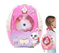 Electric Bunny Toy, Realistic Plush Rabbit Backpack Pet, ABS Interactive Walking Talking Doll with Sounds, for Girls, Boys, on Birthdays, 17x16cm Size