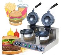 Electric Burger Waffle Maker | for Bakeries & Restaurants - Single/Double Head Ice Cream Hamburger Maker Panini Press - Time & Temperature Control