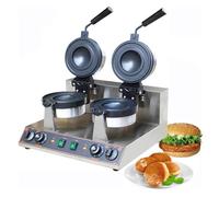 Electric Burger Waffle Maker, Ice Cream Sandwich Press Machine, Panini Press Machine Non-stick Plates, Time & Temperature Control for Bakeries, Restaurants,A