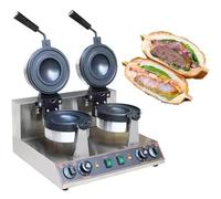 Electric Burger Waffle Maker, Non-Stick Hamburger Press Baking Machine for Bakeries, Restaurants, Canteens
