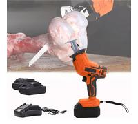 Electric Butcher Bone Saw Portable Durable Reciprocating Saw Cutting Machine Commercial Home Handheld Bone Cutter Machine for Cutting Froze Meat,02,2 batteries