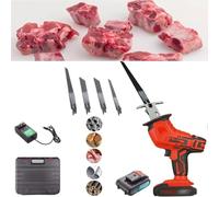 Electric Butcher Bone Saw Portable Durable Reciprocating Saw Cutting Machine Commercial Home Handheld Bone Cutter Machine for Cutting Froze Meat,01,1 battery