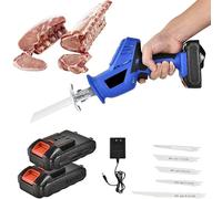 Electric Butcher Bone Saw Portable Durable Reciprocating Saw Cutting Machine Commercial Home Handheld Bone Cutter Machine for Cutting Froze Meat,03,2 batteries