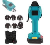 Electric Cable Crimper Pliers, 16KN Battery Powered with 6 Dies, Rechargeable Terminal Tool with Overload Protection, Includes Storage Box