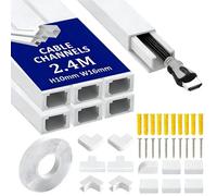 Electric Cable Trunking Kit, 2.4M Cable Duct White Self-Adhesive, 6 Pcs 40.3x1.6x1.0cm Wire Covers Wall, Hiding Wall Mount TV Powers Cords, PVC Wire Hider Concealer, Cable Trunking Kit for Home Office