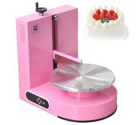 Electric Cake Cream Spreading Machine,Cakes Decorating Cream Coating Machine Turntable,304 Stainless Steel Spatula,with LED Display for Cake Shops, 200W Pink