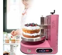 Electric Cake Decorating Machine, Cake Icing Machine for 4-12" Cakes, 60-320RPM Adjustable Speed, Low Noise Alisador de Pasteles, 200W Stainless Steel Turntable with Scraper(Pink)