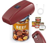 Electric Can Opener Automatic Intelligent Electric Can Opener Rechargeable Electric Tin Opener for All Can Sizes One Touch Automatic Can Opener Easy Electric Can Openers for Seniors, Arthritic (Red)