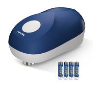 Electric Can Opener, hoyiours One Touch Automatic Tin Opener with Auto Off, Cordless Tin Opener for Arthritic Hands, Smooth Cutting Edge, 4 AA Batteries Equipped (Navy Blue)