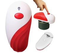 Electric Can Opener Jar Opener for Any Can Sizes Hand Free Food-Safe Automatic Can Opener Portable Battery Operated Can Openers with Smooth Edge Red